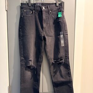 GAP Black High Rise Distressed Straight Jeans 27